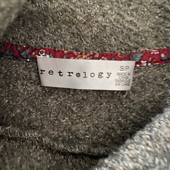 Retrelogy Herringbone‎ Turtleneck Pullover Sweater Cropped with Buttons Gray S/P - Picture 5 of 8